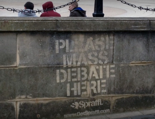 Spraffl kicks off the Edinburgh debate using Reverse Graffiti